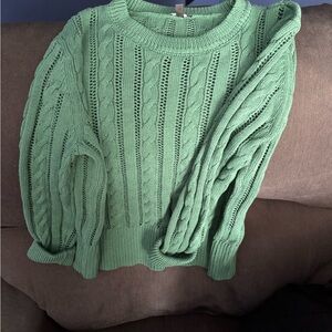 Green Cable Knit Sweater